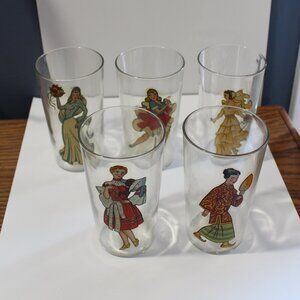 Vintage 1940s Pinup Girl Peek-A-Boo Nude Cocktail Glasses
